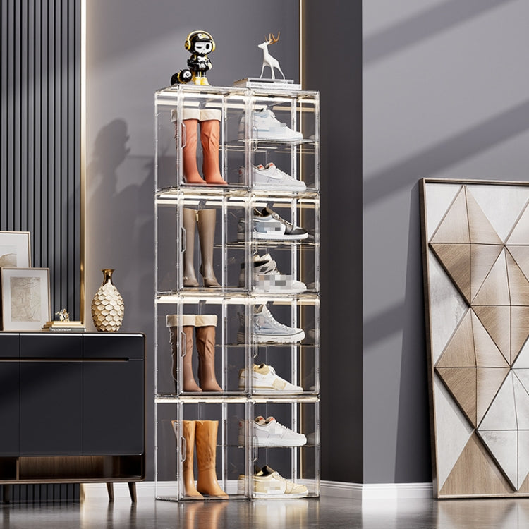 Stackable Transparent Storage Box Magnetic Suction Bookcase Handbag Display Rack, Style: Single Partition