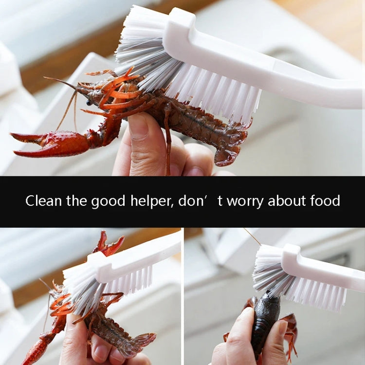 3pcs Cup Brush Cleaning Crayfish Brush Long Handle Hard Hair Multi-Function Cleaning Brush(Gray White)