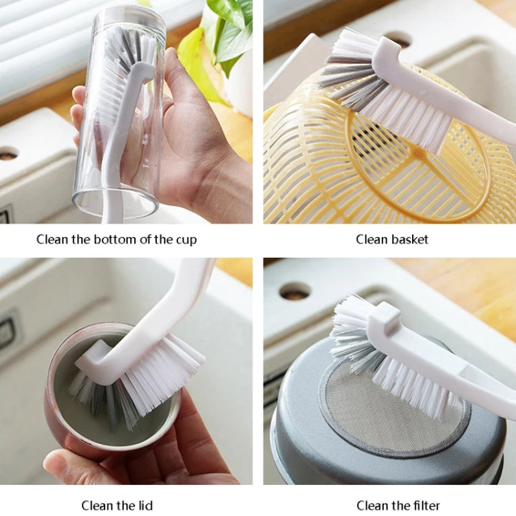 3pcs Cup Brush Cleaning Crayfish Brush Long Handle Hard Hair Multi-Function Cleaning Brush(Gray White)