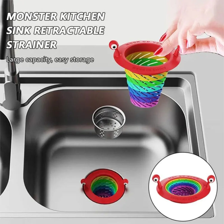 Retractable Rainbow Monster Universal Floor Drain Kitchen Sink Strainer(110x118mm)