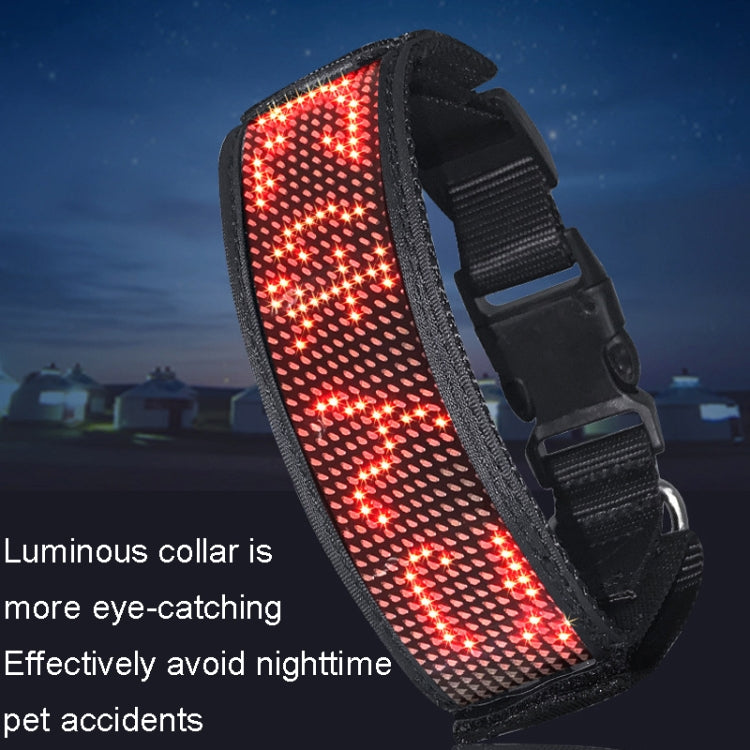 LED Display Pet Collar Rechargeable High Visibility DIY Single Color Collar(Green)