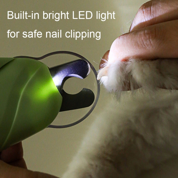 LED Pet Nail Clippers Dog and Cat Nail Clippers with Nail Polisher(Green)