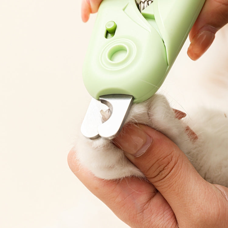 LED Pet Nail Clippers Dog and Cat Nail Clippers with Nail Polisher(Green)