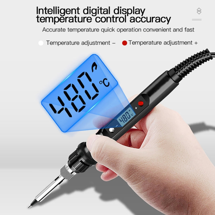 10pcs/ Set 80W Internal Heating Welding Digital Display Soldering Iron Temperature Adjustment Set, Model: Black US Plug