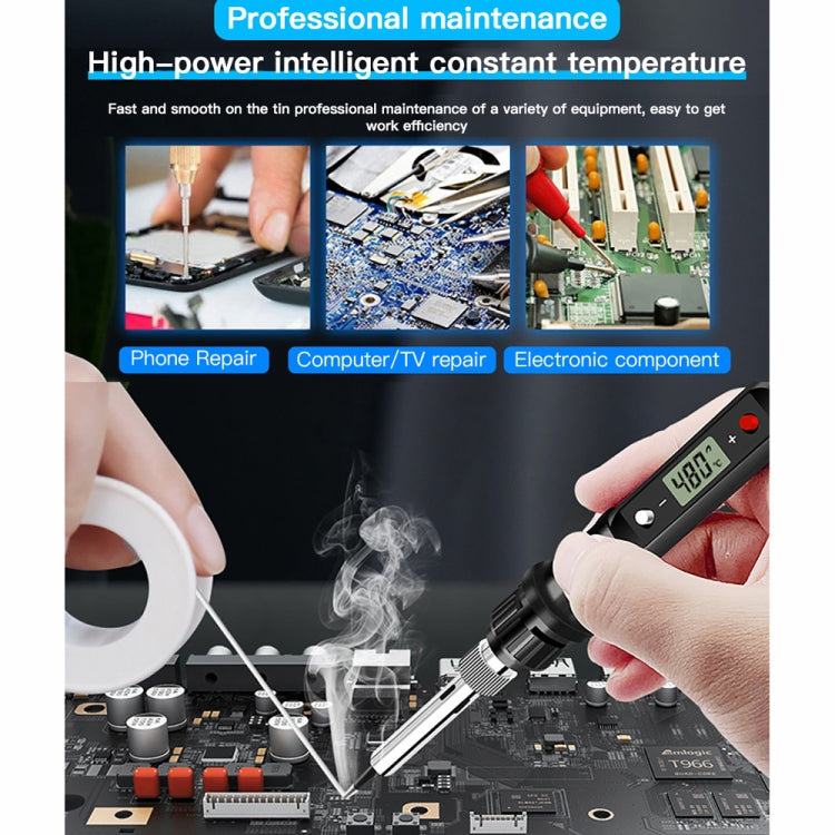 10pcs/ Set 80W Internal Heating Welding Digital Display Soldering Iron Temperature Adjustment Set, Model: Red US Plug