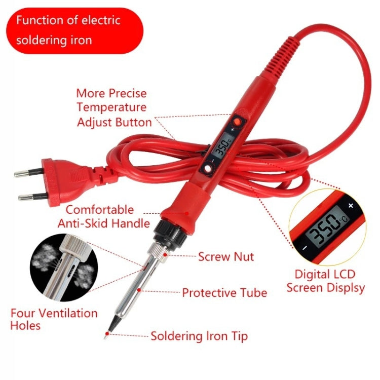 10pcs/ Set 80W Internal Heating Welding Digital Display Soldering Iron Temperature Adjustment Set, Model: Black US Plug