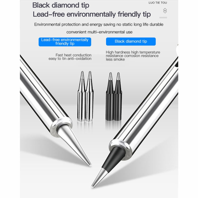 10pcs/ Set 80W Internal Heating Welding Digital Display Soldering Iron Temperature Adjustment Set, Model: Black US Plug