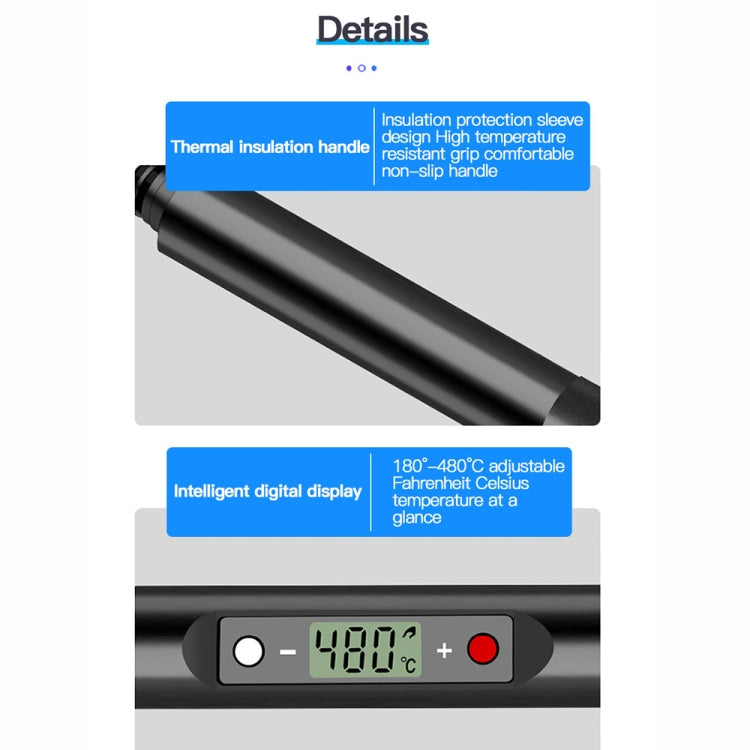 10pcs/ Set  80W Internal Heating Welding Digital Display Soldering Iron Temperature Adjustment Set, Model: Red EU Plug
