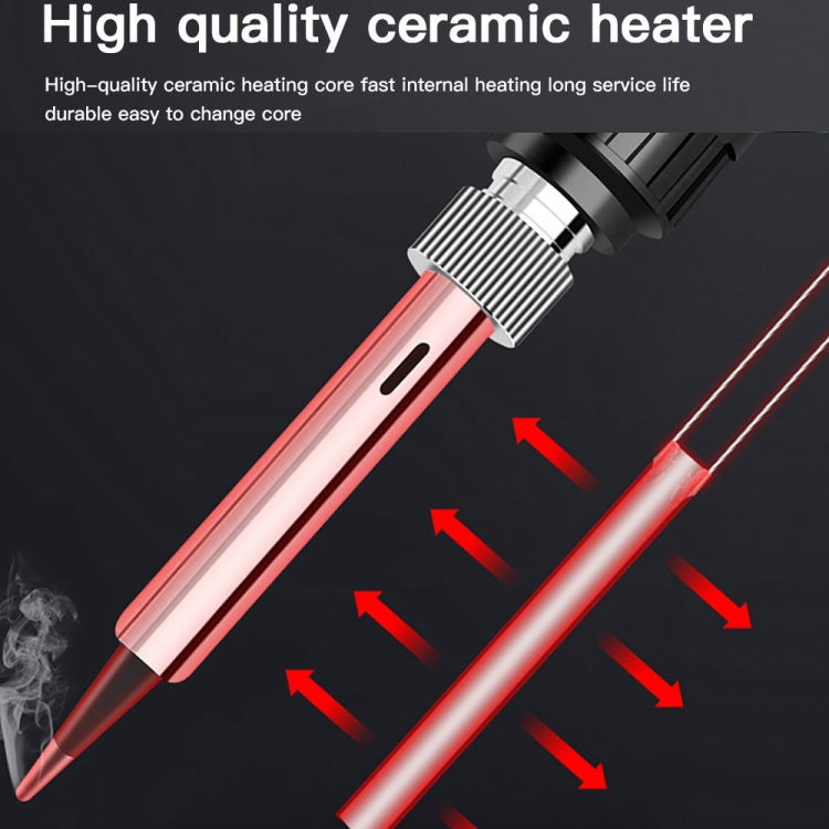 10pcs/ Set 80W Internal Heating Welding Digital Display Soldering Iron Temperature Adjustment Set, Model: Black US Plug