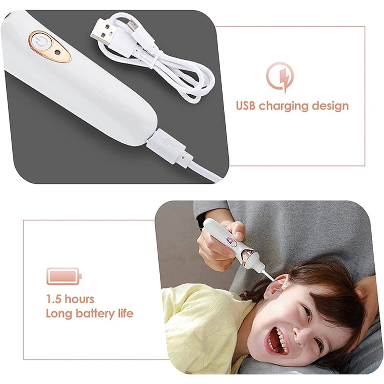 Luminous Upgraded LED Electric Ear Scoop Children Ear Cleaning Tool Set(White)