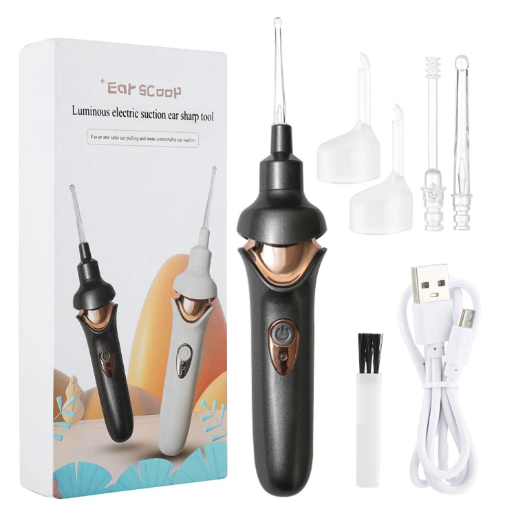 Luminous Upgraded LED Electric Ear Scoop Children Ear Cleaning Tool Set(Black Gray)