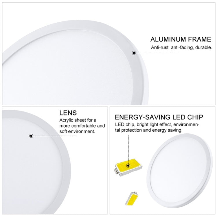 LED Round Ultra-thin Downlight Adjustable Recessed Panel Light, Power Source: 15W(Warm Light)