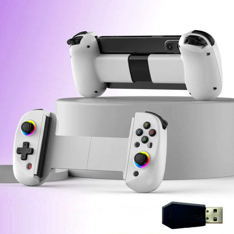 D8 Mobile Phone Stretch Band Light Gamepad Dual Hall Wireless Bluetooth Somatic Vibration Grip for PC / Android / IOS / Tablet / PS3 / PS4 / Switch, Color: White+Receiver