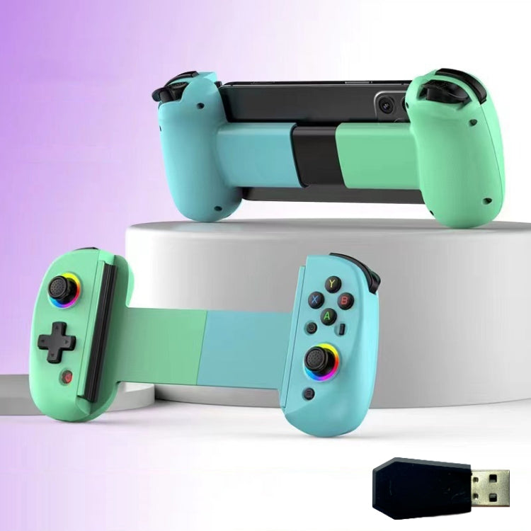 D8 Mobile Phone Stretch Band Light Gamepad Dual Hall Wireless Bluetooth Somatic Vibration Grip for PC / Android / IOS / Tablet / PS3 / PS4 / Switch, Color: Green Blue+Receiver