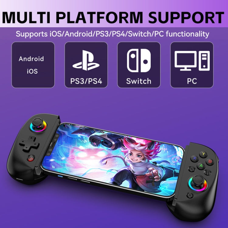 D8 Mobile Phone Stretch Band Light Gamepad Dual Hall Wireless Bluetooth Somatic Vibration Grip for PC / Android / IOS / Tablet / PS3 / PS4 / Switch, Color: Green Blue+Receiver