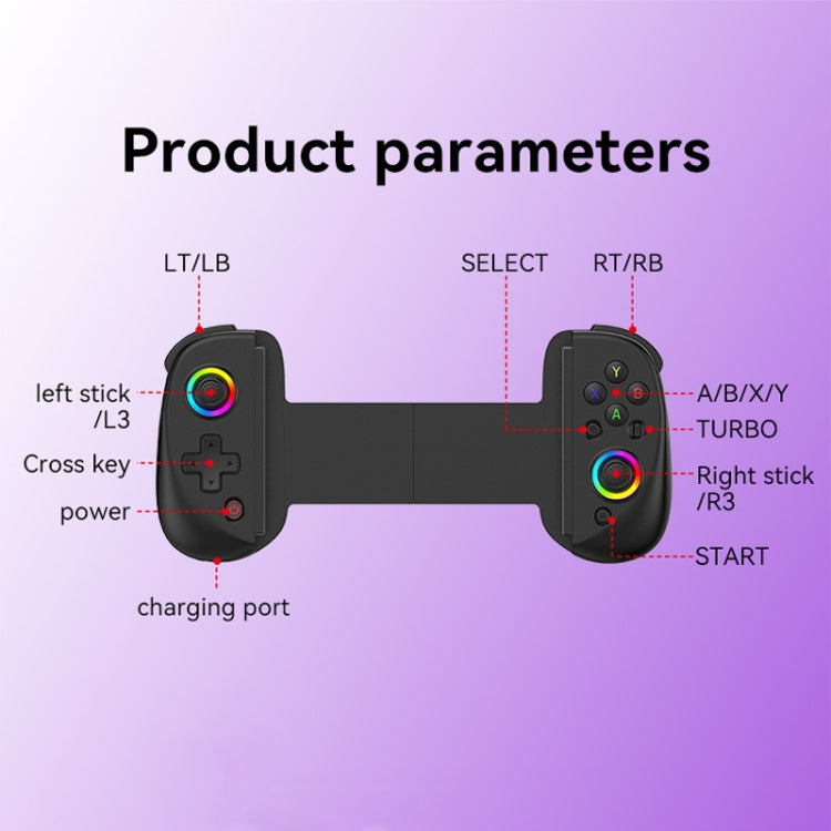 D8 Mobile Phone Stretch Band Light Gamepad Dual Hall Wireless Bluetooth Somatic Vibration Grip for PC / Android / IOS / Tablet / PS3 / PS4 / Switch, Color: Green Blue+Receiver