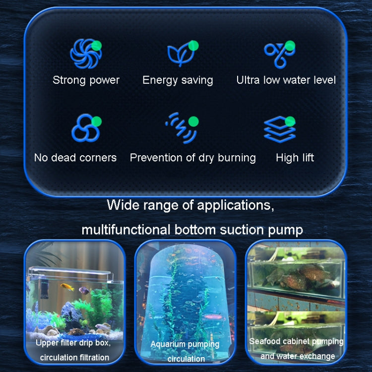 JN-311 12W Anti-Dry Burning Bottom Suction Pump Fish Tank Suction Feces Wigwam Bonsai Submersible Pumps(EU Plug)