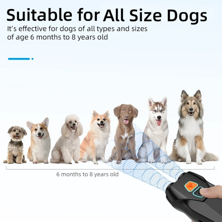 Ultrasonic Dog Repeller Stop Barker Dual Probe High Power Repeller Handheld Dog Trainer(Black)