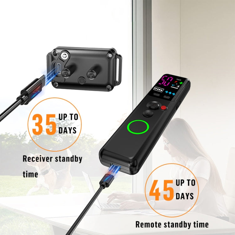 Color Screen Dragon Two Remote Control Pet Electric Shock Circular Dog Trainer(Black)