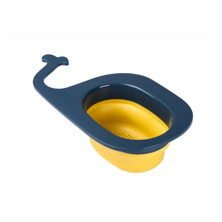 Multifunctional Whale-shaped Foldable Kitchen Fruit and Vegetable Draining Basket(Yellow Blue)