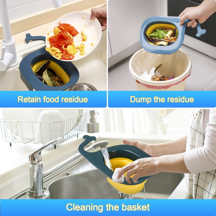 Multifunctional Whale-shaped Foldable Kitchen Fruit and Vegetable Draining Basket(Yellow Blue)