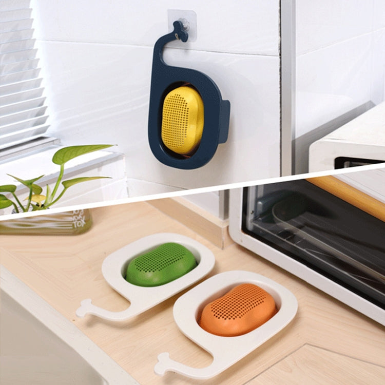 Multifunctional Whale-shaped Foldable Kitchen Fruit and Vegetable Draining Basket(Yellow Blue)