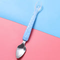 Baby Fruit Double-Ended Scraping Spoon 304 Stainless Steel Silicone Soft Spoon, Color: Blue