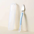 Baby Fruit Double-Ended Scraping Spoon 304 Stainless Steel Silicone Soft Spoon, Color: Blue With Storage Box