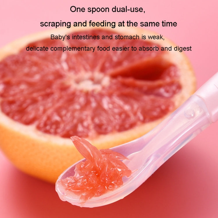 Baby Fruit Double-Ended Scraping Spoon 304 Stainless Steel Silicone Soft Spoon, Color: Pink With Storage Box