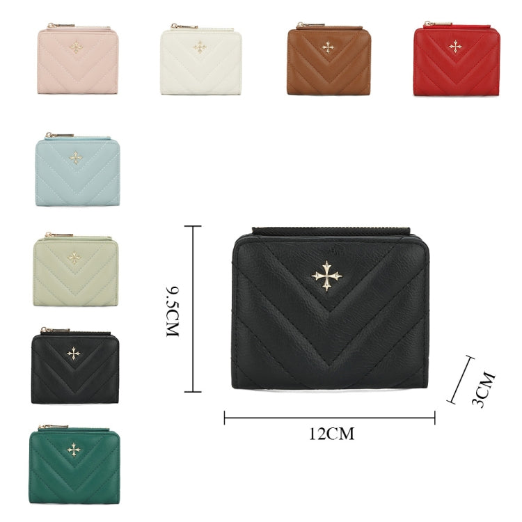 Baellerry N2401 PU Leather Short Wallet with Multiple Card Slots Cross Flower Zipper Coin Purse(Brown)
