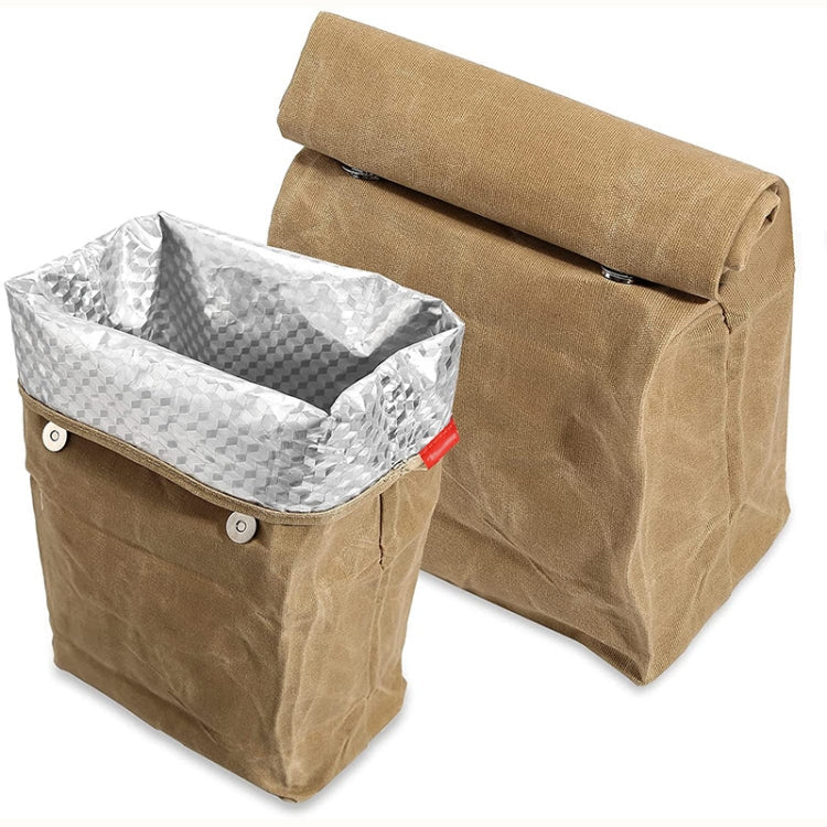Waterproof Anti-Dirty Repeated Use Aluminum Foil Ice Bag Outdoor 8A Oil Wax Saurry Lunch Insulation Bag(Brown)