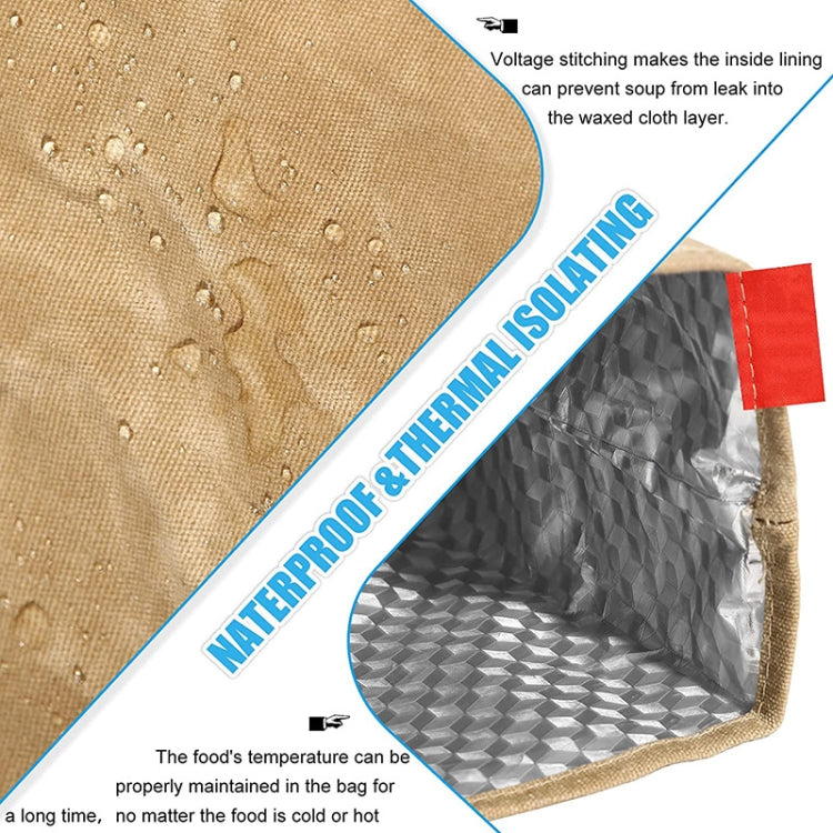 Waterproof Anti-Dirty Repeated Use Aluminum Foil Ice Bag Outdoor 8A Oil Wax Saurry Lunch Insulation Bag(Brown)