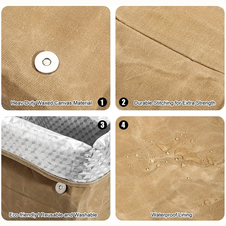 Waterproof Anti-Dirty Repeated Use Aluminum Foil Ice Bag Outdoor 8A Oil Wax Saurry Lunch Insulation Bag(Brown)