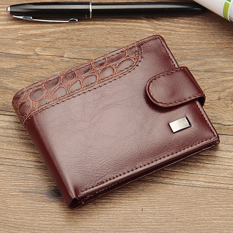 Baellerry M1078 Splicing Leather Casual Men Wallet With Buckle Multi-Card Slot Coin Purse(Brown)
