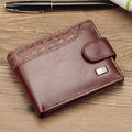 Baellerry M1078 Splicing Leather Casual Men Wallet With Buckle Multi-Card Slot Coin Purse(Brown)
