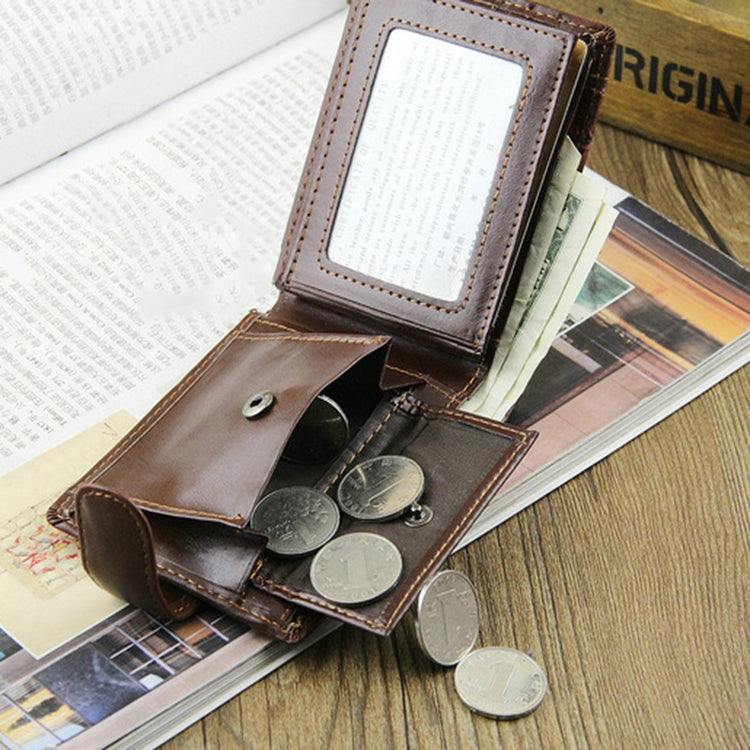 Baellerry M1078 Splicing Leather Casual Men Wallet With Buckle Multi-Card Slot Coin Purse(Brown)