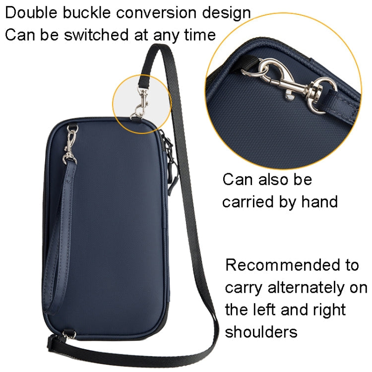 Travel Handheld ID Bag RFID Waterproof Multi-Card Neck Passport Case(Blue)