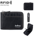 Baellerry D5101 RFID Anti-theft Spliced Short Wallet Retro Multi-card Zipper Coin Purse(Black)