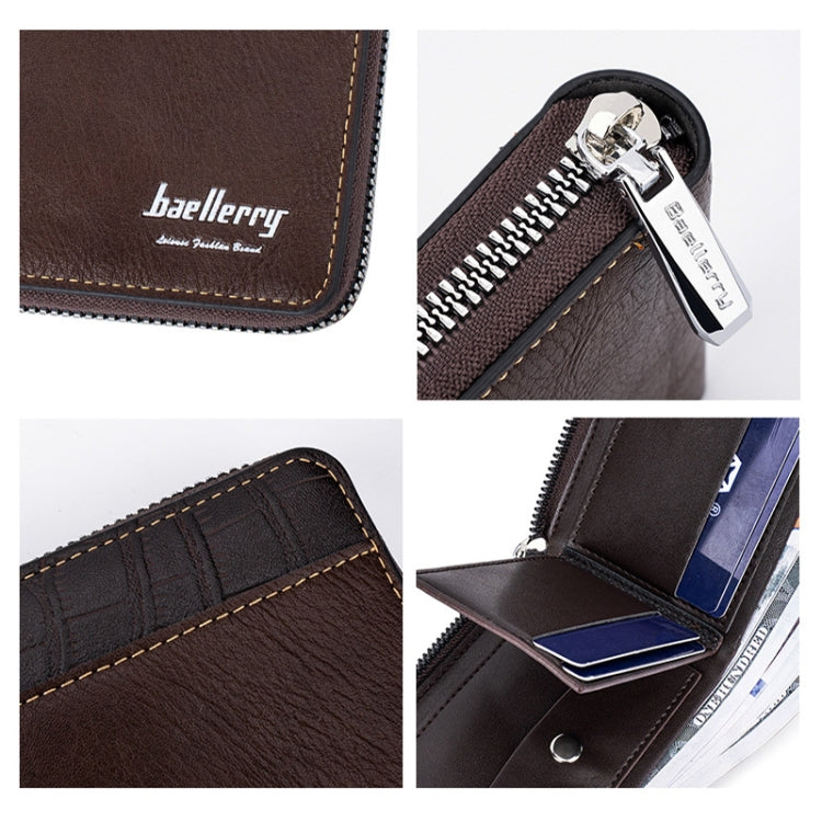 Baellerry D5101 RFID Anti-theft Spliced Short Wallet Retro Multi-card Zipper Coin Purse(Light Brown)
