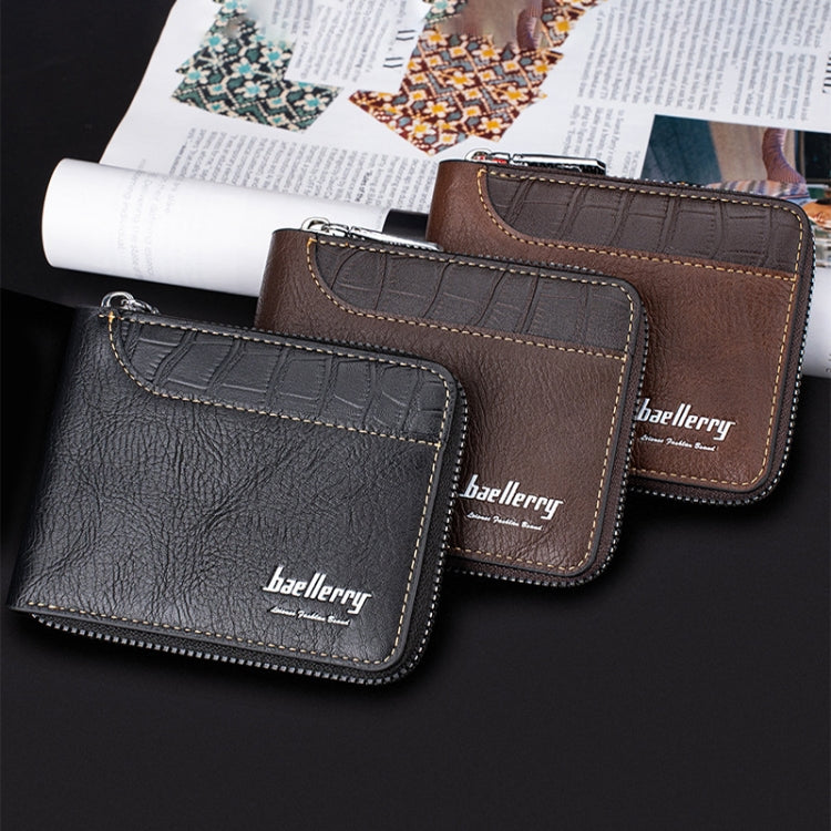 Baellerry D5101 RFID Anti-theft Spliced Short Wallet Retro Multi-card Zipper Coin Purse(Black)