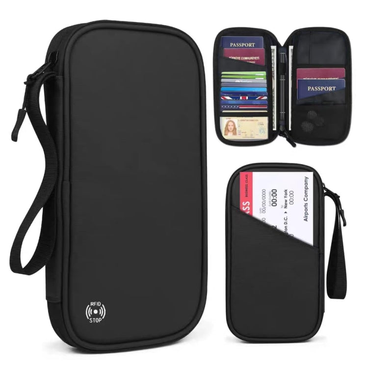 RFID Anti-Theft Certificate Storage Package Oxford Cloth Handheld Travel Passport Card Bag(Gem Blue)