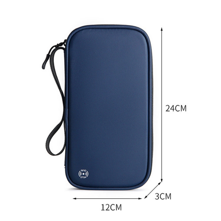 RFID Anti-Theft Certificate Storage Package Oxford Cloth Handheld Travel Passport Card Bag(Gem Blue)