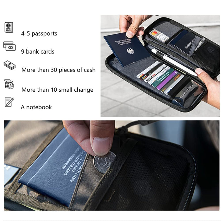 RFID Anti-Theft Certificate Storage Package Oxford Cloth Handheld Travel Passport Card Bag(Black)