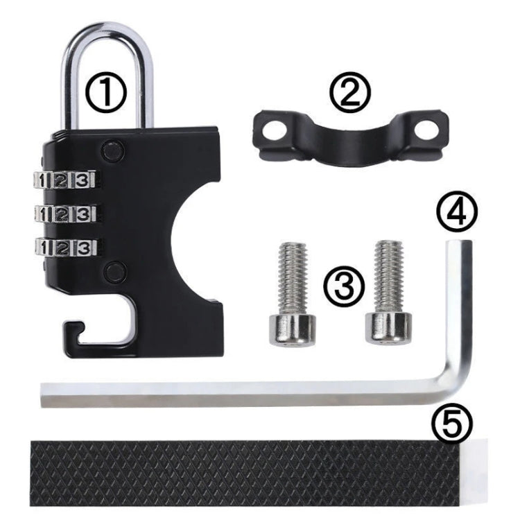 Motorcycle Helmet Anti-Theft Lock Fixed Helmet Combination Padlock, Color: Black