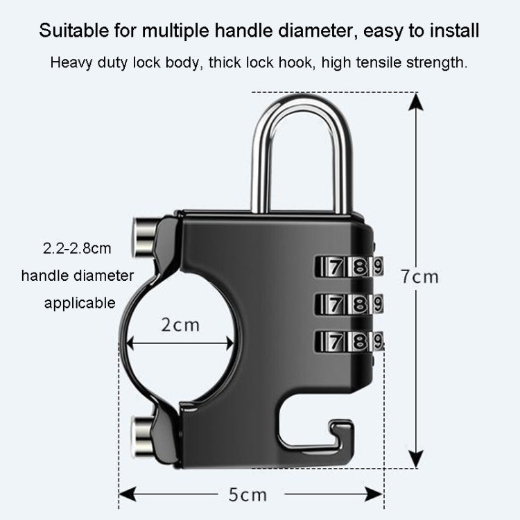 Motorcycle Helmet Anti-Theft Lock Fixed Helmet Combination Padlock, Color: Black