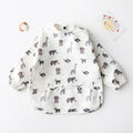 Long Sleeved Baby Bib Waterproof Washable Easy Clean Smock With Pocket, Size: M(Animals)