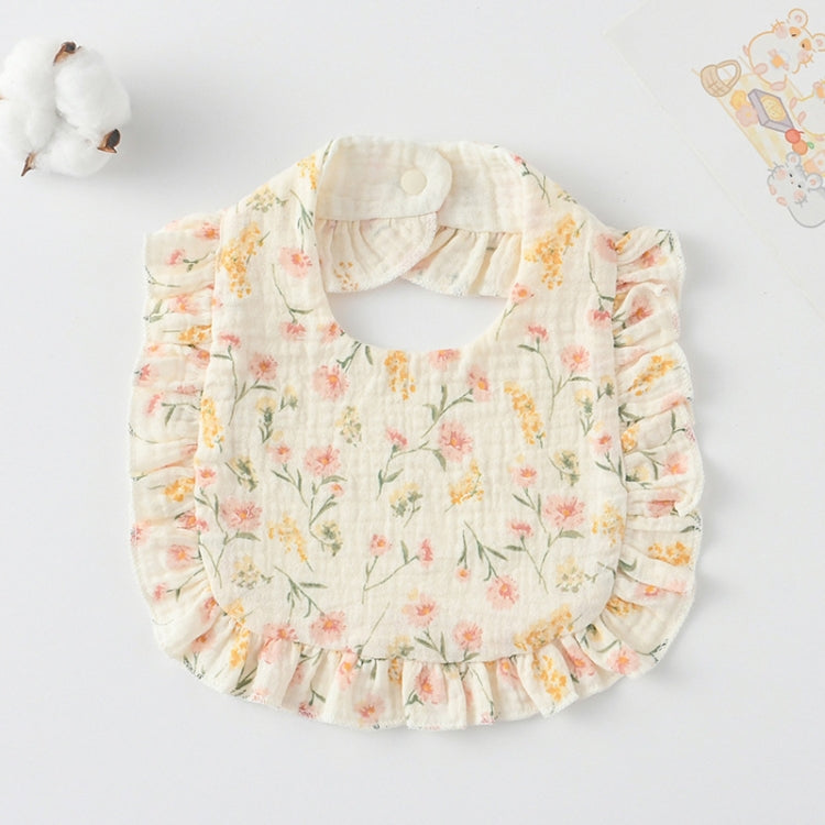 Baby Feeding Bib Ruffle Infants Saliva Towel Soft Cotton Burp Cloth, Style: Floral