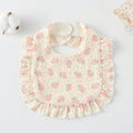 Baby Feeding Bib Ruffle Infants Saliva Towel Soft Cotton Burp Cloth, Style: Pink Rose