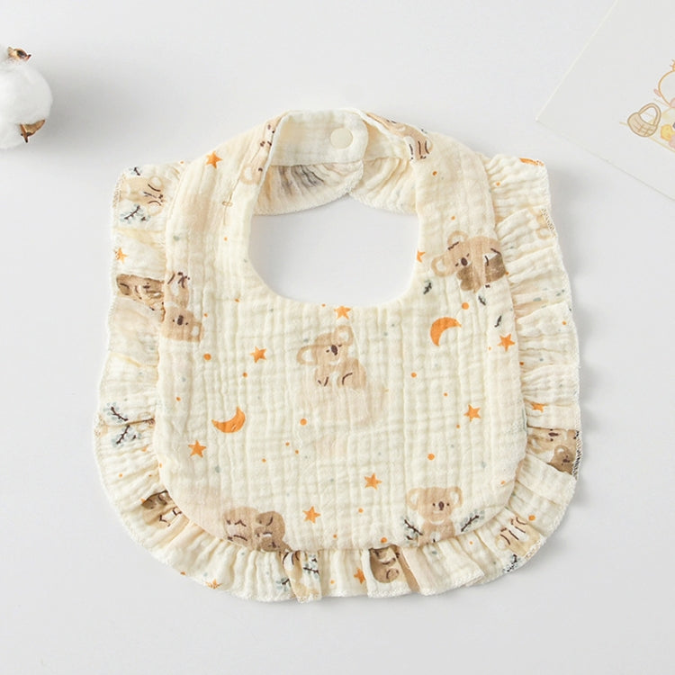 Baby Feeding Bib Ruffle Infants Saliva Towel Soft Cotton Burp Cloth, Style: Starry Sky Raccoon