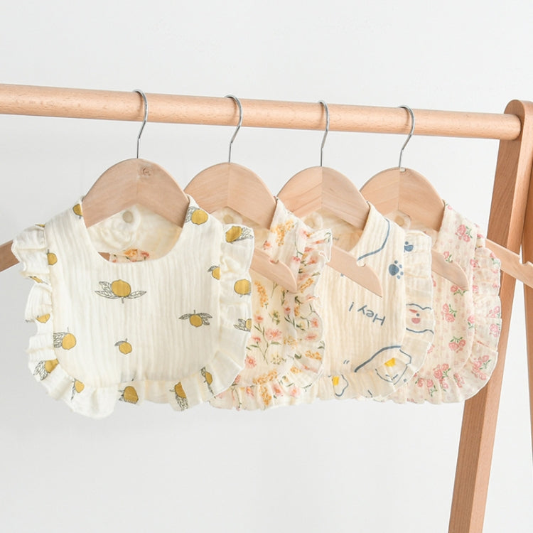 Baby Feeding Bib Ruffle Infants Saliva Towel Soft Cotton Burp Cloth, Style: Floral
